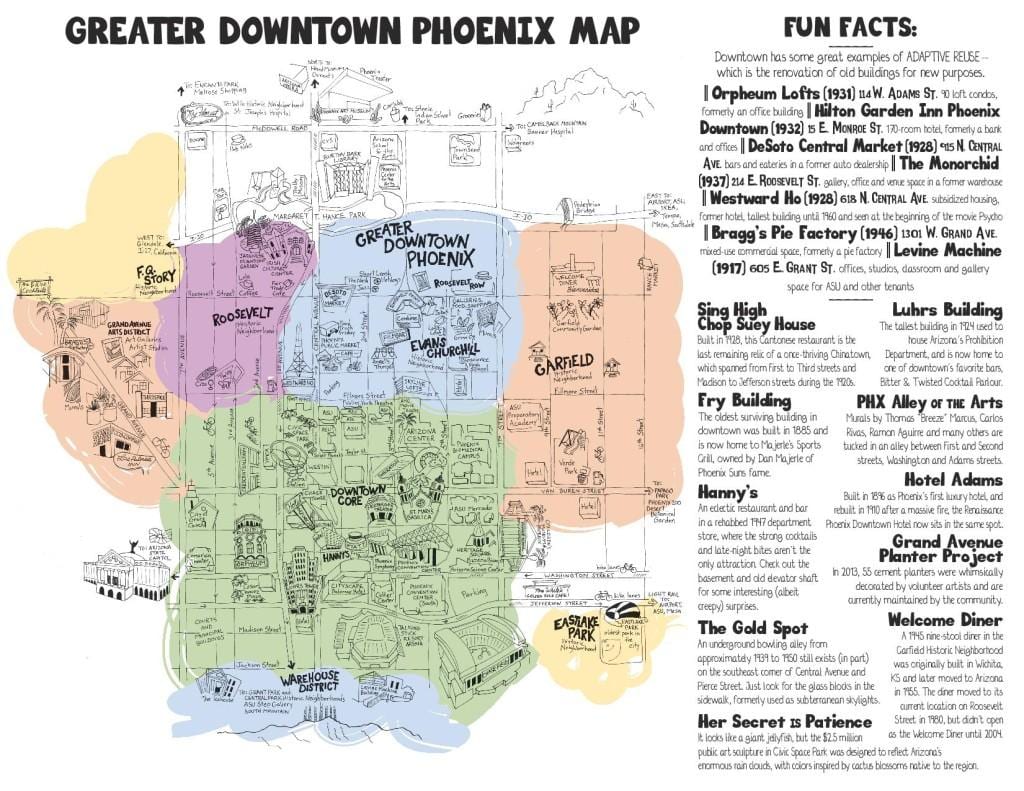 ਨਕਸ਼ਾ ਦੇ downtown ਫੀਨਿਕ੍ਸ